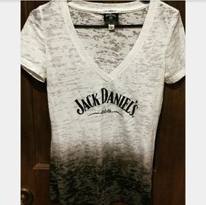 Jack Daniels White Grey Ombre V-Neck